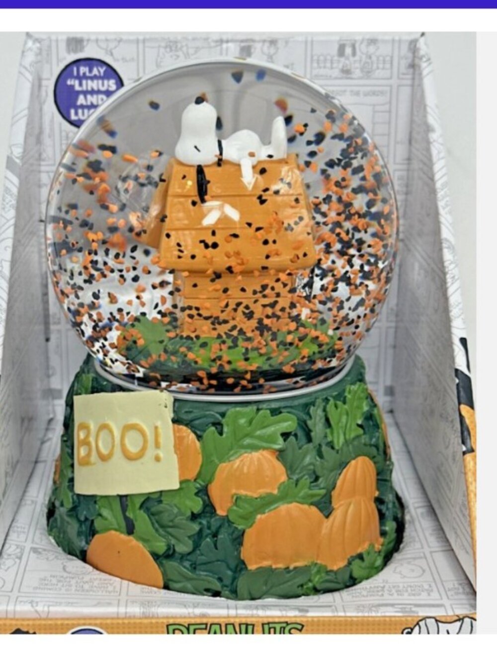 Peanuts Halloween Musical Snomotion Waterglobe Snoopy "BOO" Snow globe NEW